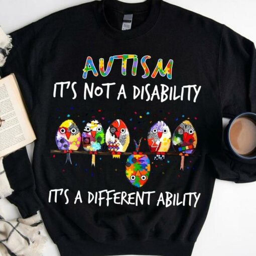 Autism It’s Not A Disability It’s A Different Ability Colorful Parrots Shirt