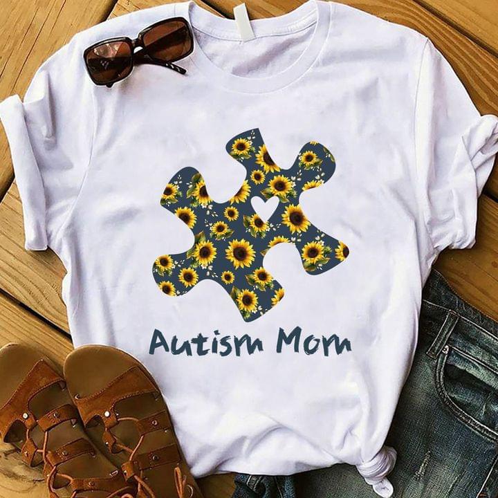Autism Mom Vintage Sunflower Puzzle Family Shirt Autism Mom Vintage Sunflower Puzzle Family Shirt