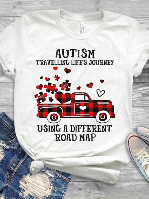Autism Travelling Life’s Journey Using A Different Road Map Truck Full Of Love Shirt