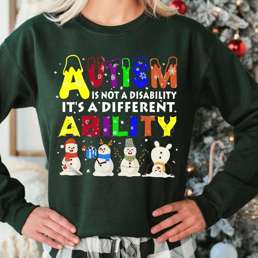Autism is not a Disability, It's a Different Ability Christmas T-Shirt Autism is not a Disability, It's a Different Ability Christmas T-Shirt