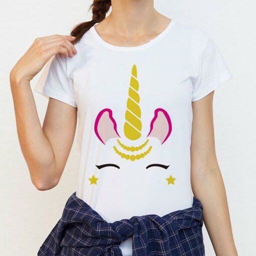 Basic Beautiful Animated Unicorn Wearing Accessories Shirt