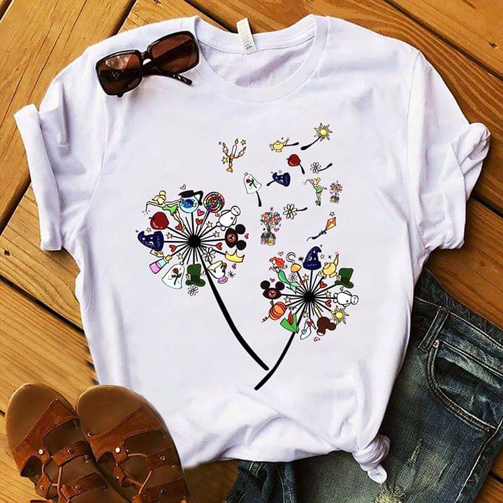 Basic Cartoon Dandelion With Fairy Tale Icons Shirt Basic Cartoon Dandelion With Fairy Tale Icons Shirt