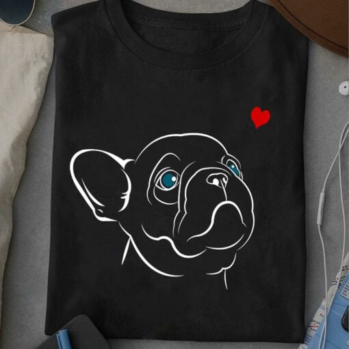 Basic Cute Bulldog Tiny Red Heart Shirt