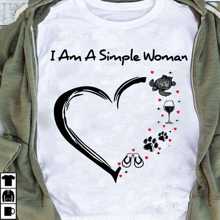 Basic I Am A Simple Woman Heart Turtle Wine Glass Dog Print Sandals Shirt Basic I Am A Simple Woman Heart Turtle Wine Glass Dog Print Sandals Shirt