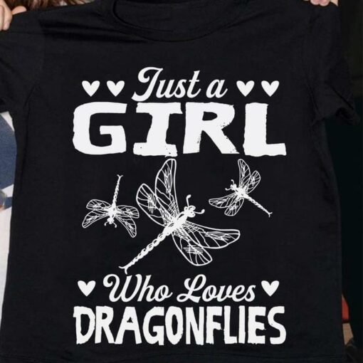 Basic Just A Girl Who Loves Dragonflies Three White Dragonflies Shirt