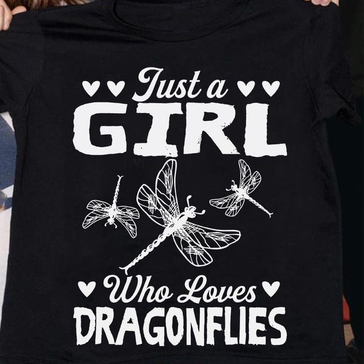 Basic Just A Girl Who Loves Dragonflies Three White Dragonflies Shirt Basic Just A Girl Who Loves Dragonflies Three White Dragonflies Shirt