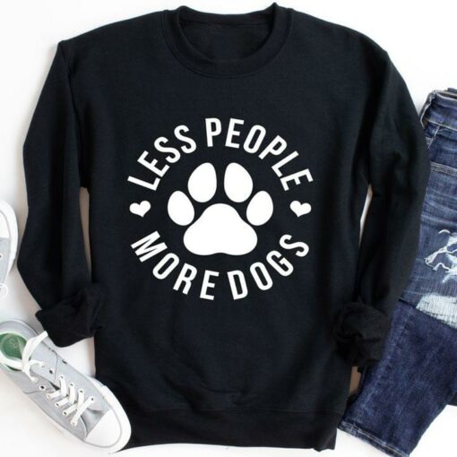 Basic Less People More Dogs Hearts Dog Footprint Shirt