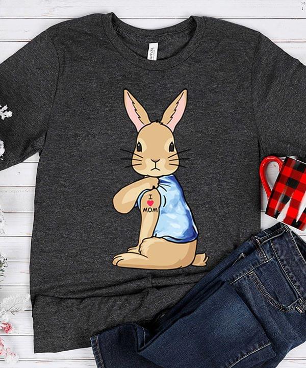 Basic Lovely Cartoon Rabbit I Love Mom Family Shirt Basic Lovely Cartoon Rabbit I Love Mom Family Shirt