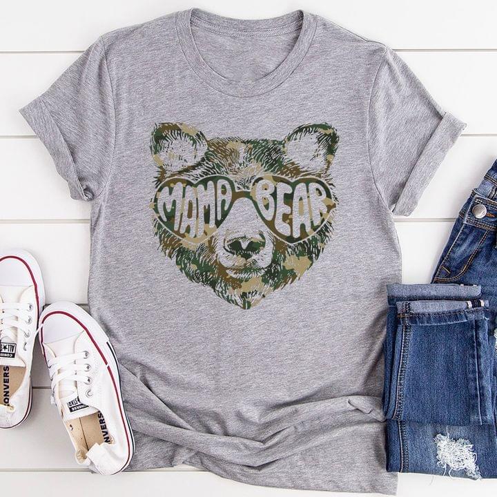 Basic Mama Bear Painted Bear Wearing Heart Glasses Shirt Basic Mama Bear Painted Bear Wearing Heart Glasses Shirt