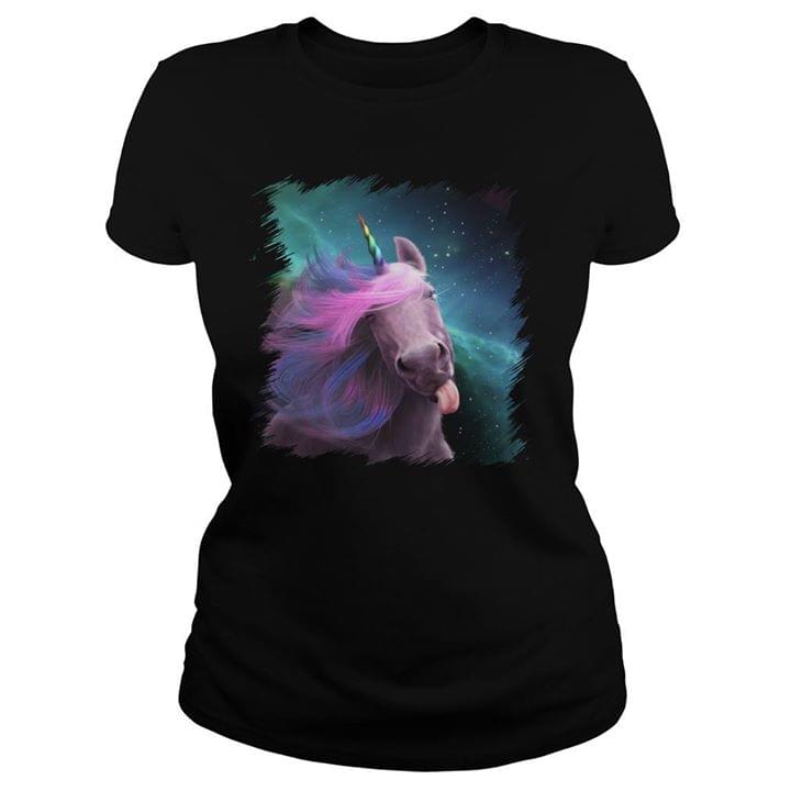 Basic Naughty Galaxy Unicorn With Its Tongue Out Shirt Basic Naughty Galaxy Unicorn With Its Tongue Out Shirt