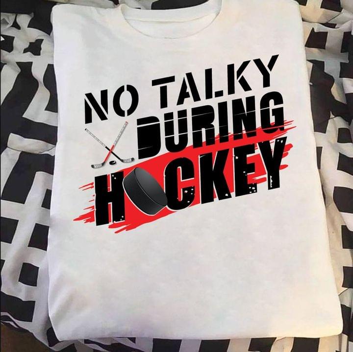 Basic No Talky During Hockey Red And Black Hockey Sticks Shirt Basic No Talky During Hockey Red And Black Hockey Sticks Shirt