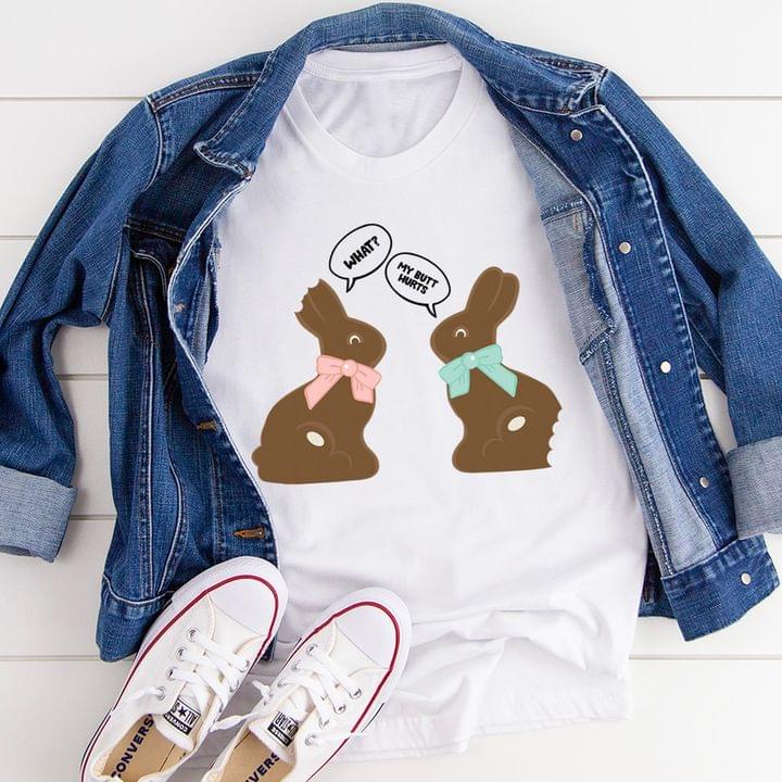 Basic What My Butt Hurts Two Lovely Cartoon Rabbits Shirt Basic What My Butt Hurts Two Lovely Cartoon Rabbits Shirt