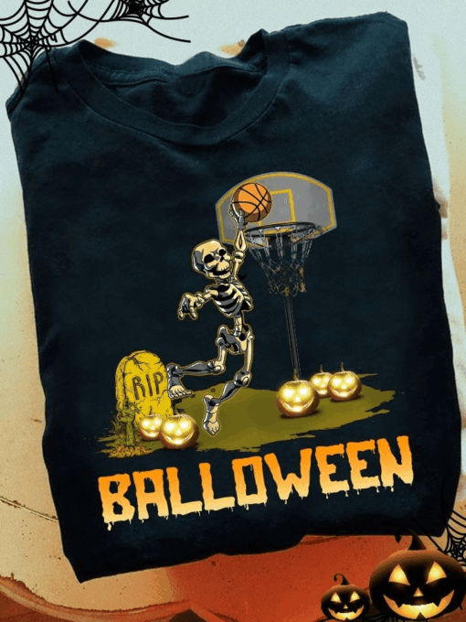Basketball Halloween Skeleton Balloween T-Shirt