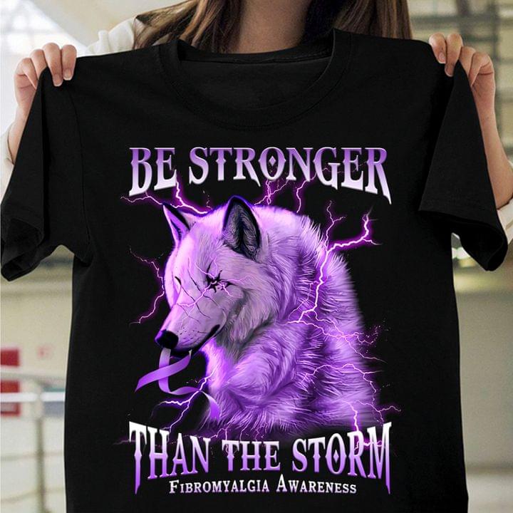 Be Stronger Than The Storm Fibromyalgia Awareness Purple Wolf Thunder Ribbon Shirt Be Stronger Than The Storm Fibromyalgia Awareness Purple Wolf Thunder Ribbon Shirt