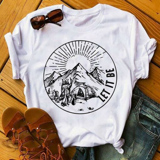 Bear Drinking Bear Mountain Camping Style Let It Be Shirt