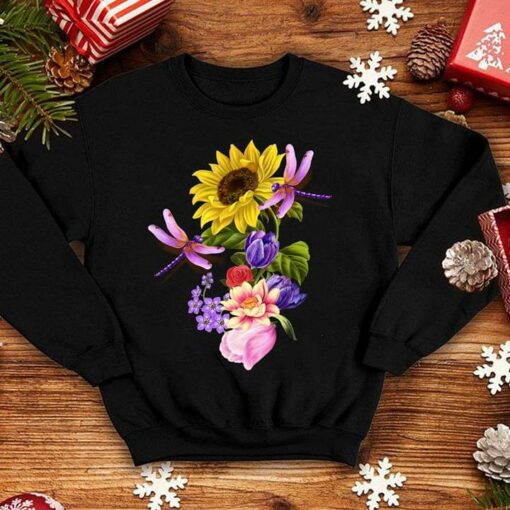 Beautiful Flowers And Dragonflies Shirt