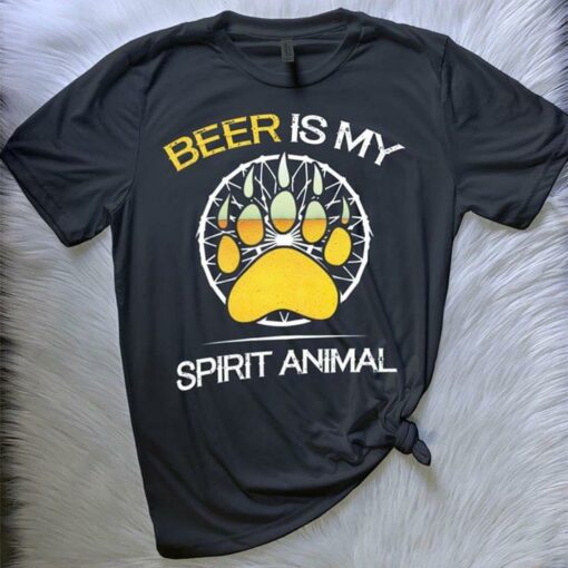 Beer Is My Spirit Animal Big Bear Footstep And Dream Catcher Shirt