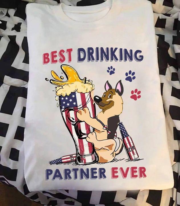 Best Drinking Partner Ever Flag Of America Glass Of Beer Dog Shirt Best Drinking Partner Ever Flag Of America Glass Of Beer Dog Shirt