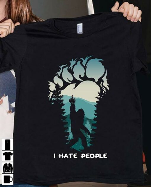 Bigfoot Fuking Hand Hate People Camping Outdoor T-Shirt Sweatshirt Hoodie