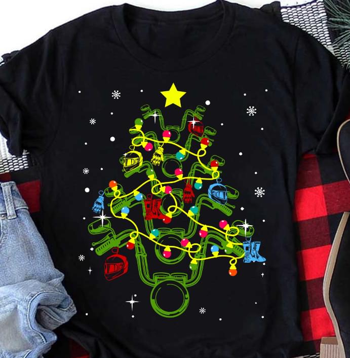 Biker Motorcycle Christmas Tree Snow Shirt Biker Motorcycle Christmas Tree Snow Shirt