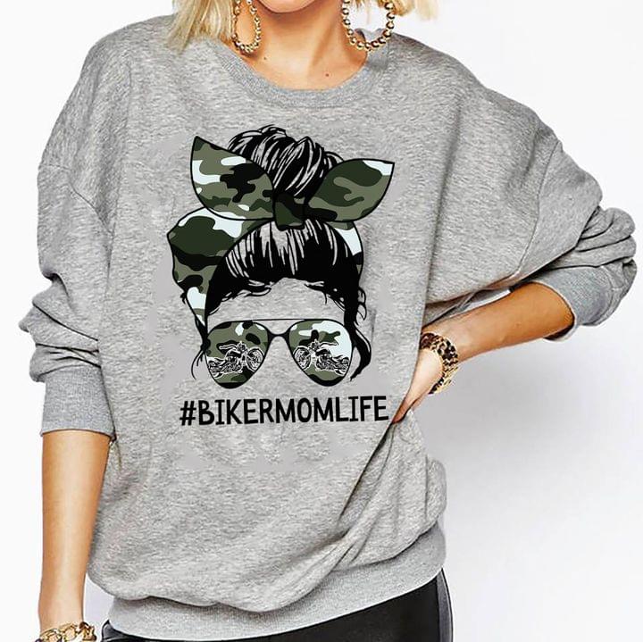 #Bikermom Life Girl Lady With Trendy Glasses And Camo Turban Headband Shirt #Bikermom Life Girl Lady With Trendy Glasses And Camo Turban Headband Shirt