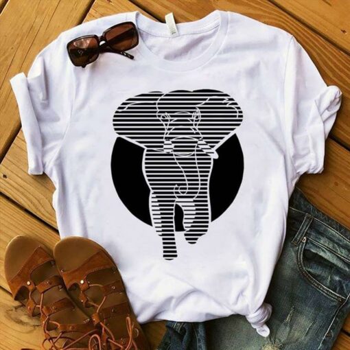 Black And White Art Elephant And Black Sun Shirt