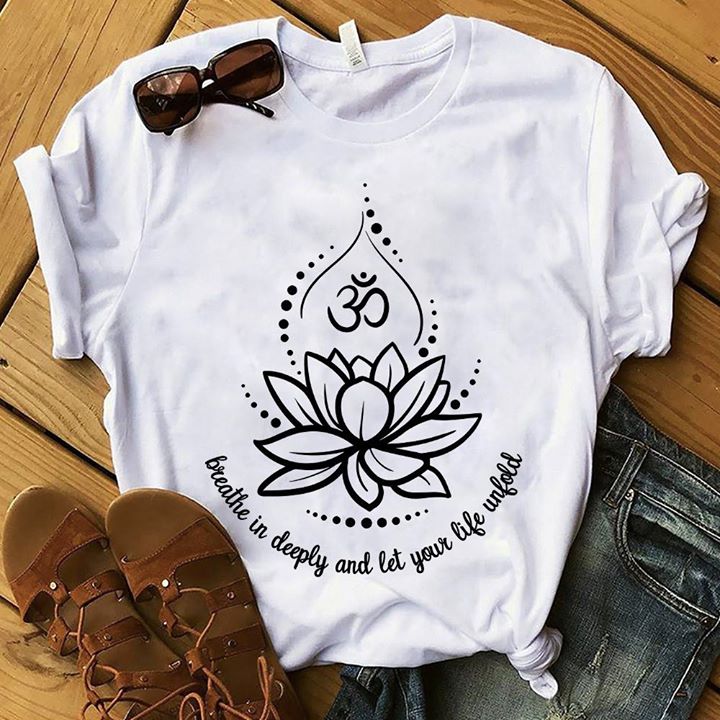 Black And White Lotus Flower Tattoo Style Breathe In Deeply And Let Your Life Unfold Shirt Black And White Lotus Flower Tattoo Style Breathe In Deeply And Let Your Life Unfold Shirt