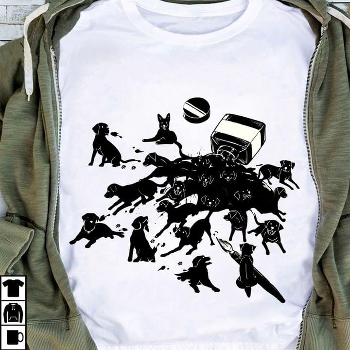 Black Cute Dogs Puppies Ink Bottle Art Shirt Black Cute Dogs Puppies Ink Bottle Art Shirt