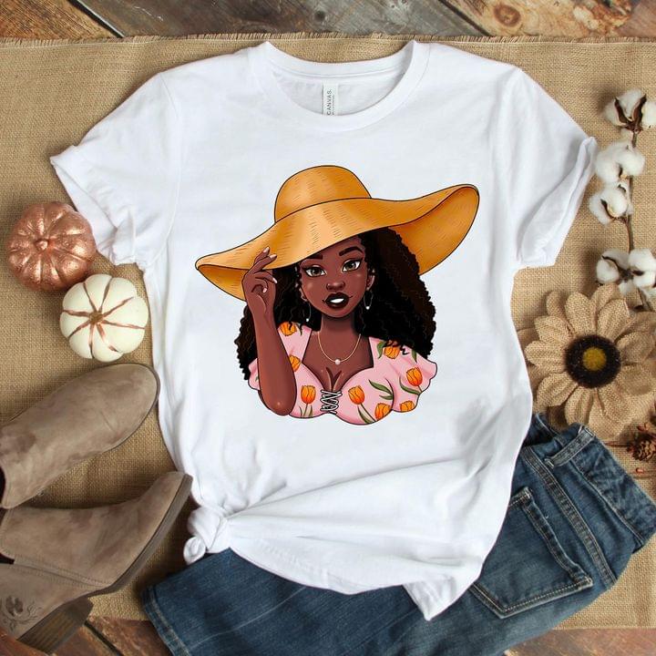Black Summer Queen Wearing Hat Flower Dress Shirt Black Summer Queen Wearing Hat Flower Dress Shirt
