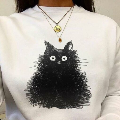 Black Tiny Cute Cat Looking At You Shirt
