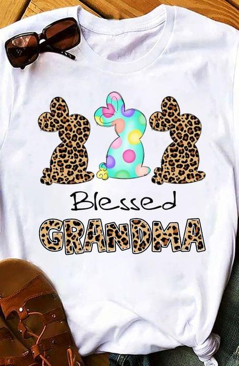 Blessed Grandma Leopard And Colorful Rabbits Grandmother Family Shirt Blessed Grandma Leopard And Colorful Rabbits Grandmother Family Shirt