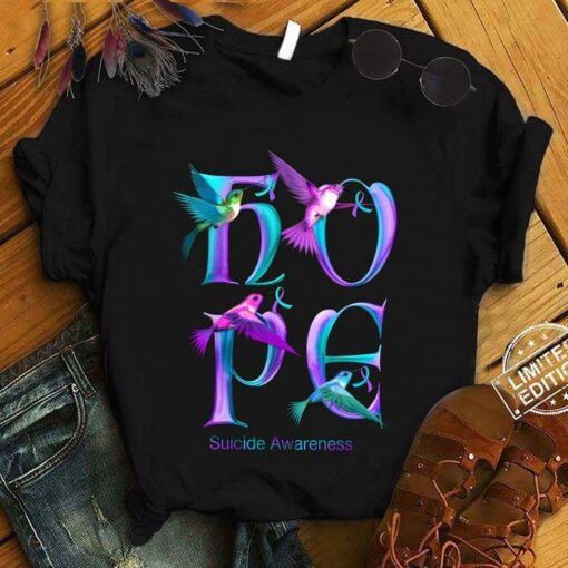 Blue Purple Graphic Hope Suicide Awareness Birds Shirt