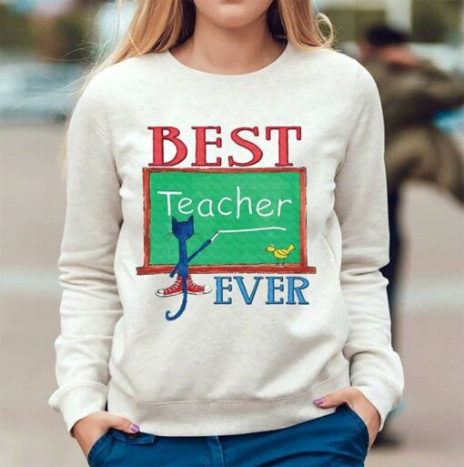 Blue Thin Cat And Yellow Bird Best Teacher Ever Shirt