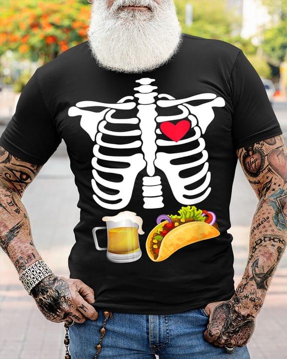 Bones Heart Beer Taco Mexican Food Shirt Bones Heart Beer Taco Mexican Food Shirt
