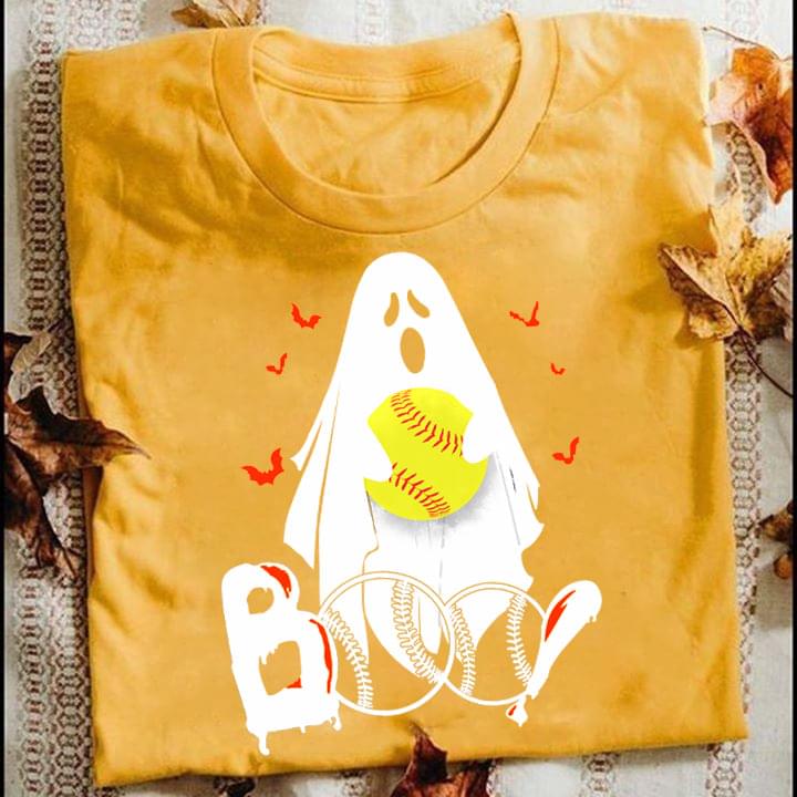Boo Ghost Yellow Baseball Bats Halloween Shirt Boo Ghost Yellow Baseball Bats Halloween Shirt