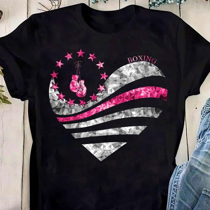 Boxing Pink Stars Boxing Gloves Pink And White Heart Shirt Boxing Pink Stars Boxing Gloves Pink And White Heart Shirt