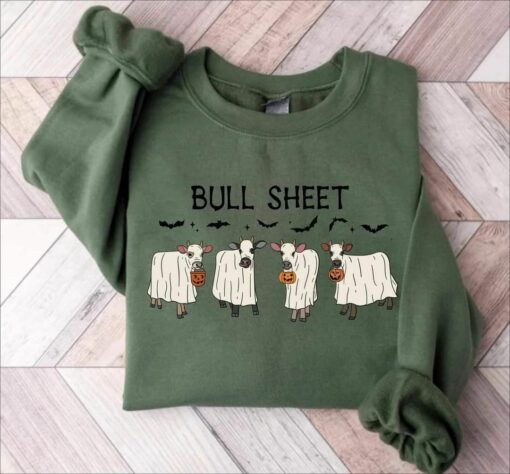 Bull Sheet, Boo Moo Cow Halloween Crew Shirt