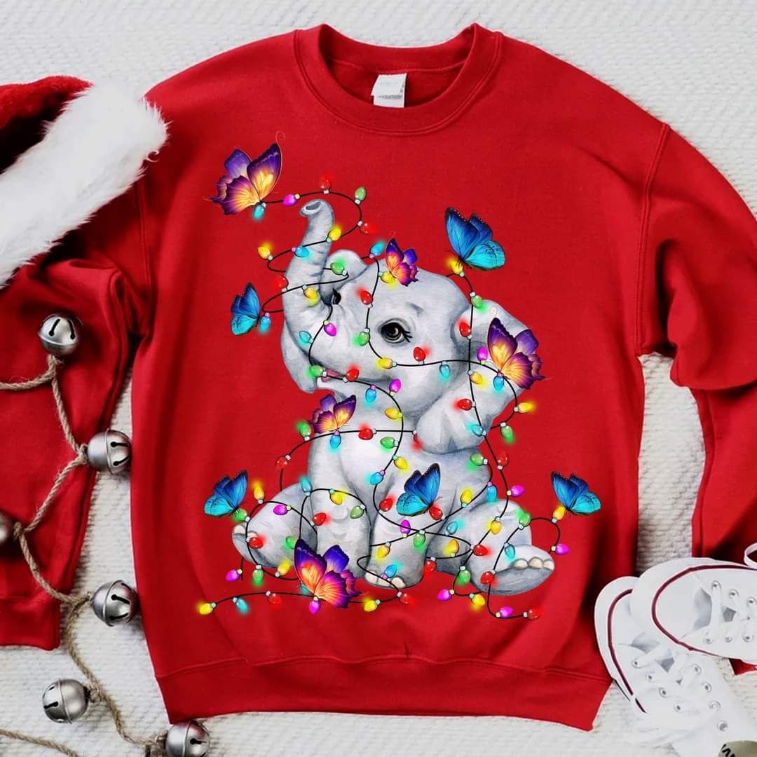 Butterflies Elephant Lady Christmas Shirt Butterflies Elephant Lady Christmas Shirt