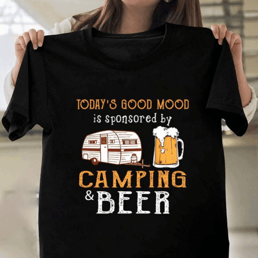 Camping Beer T-Shirt Funny Outdoors Gift for Campers and Beer Lovers