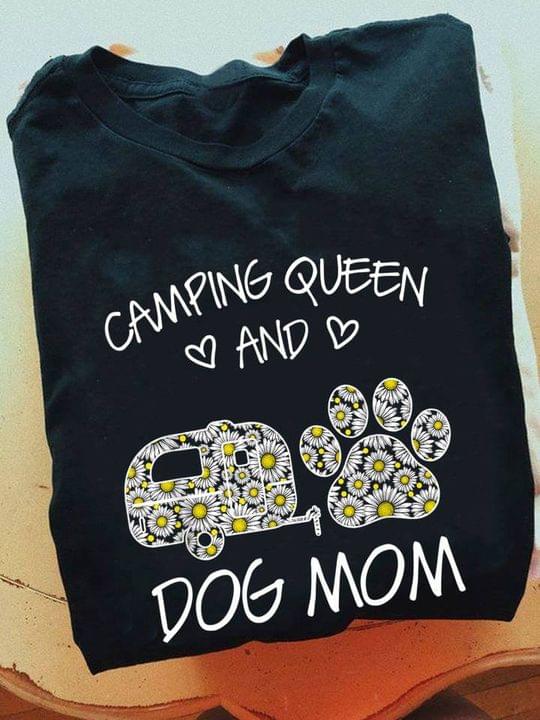 Camping Queen And Dog Mom Daisy Flowers Motor Home Dog Footprint Shirt Camping Queen And Dog Mom Daisy Flowers Motor Home Dog Footprint Shirt