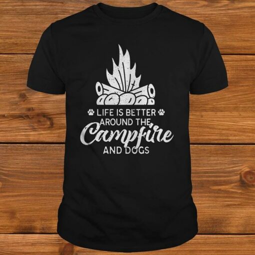 Camping With Pet Campfire And Dogs T-Shirt Sweatshirt Hoodie