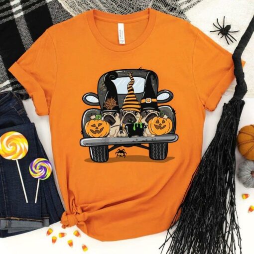 Cartoon Dogs Car Pumpkins Halloween Shirt