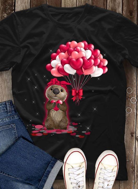 Cartoon Mole Red Heart And Balloons Shirt Cartoon Mole Red Heart And Balloons Shirt