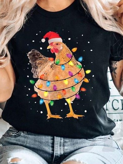 Chicken Colorful Lights Christmas Shirt Chicken Colorful Lights Christmas Shirt