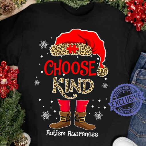 Choose Kind Autism Awareness Christmas Snow Shirt