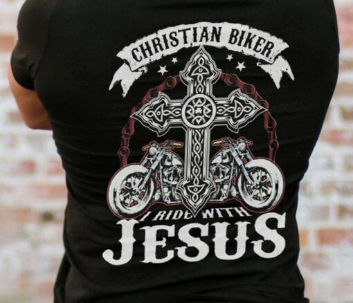Christian Biker I Ride With Jesus The Holy Cross Motorcycles Shirt