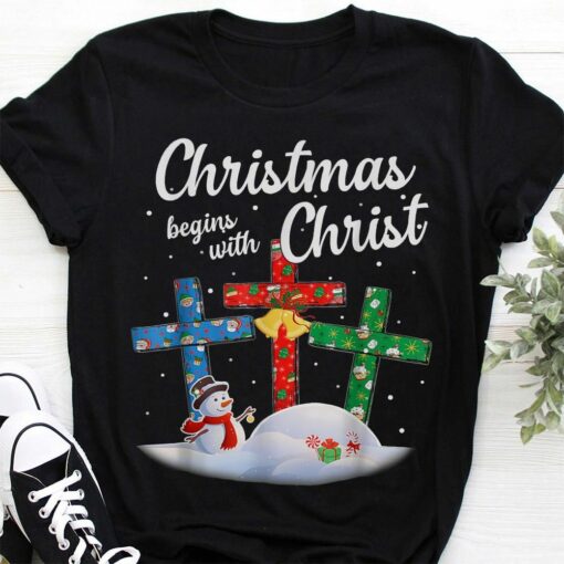 Christmas Begins With Christ, Jeus Xmas Gift Shirt