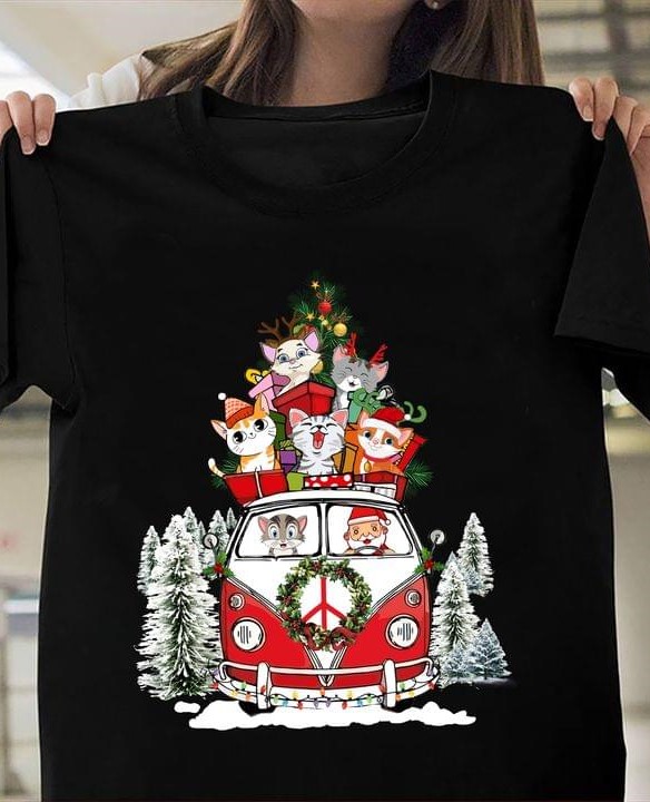 Christmas Bus Santa Claus Cats Shirt Christmas Bus Santa Claus Cats Shirt