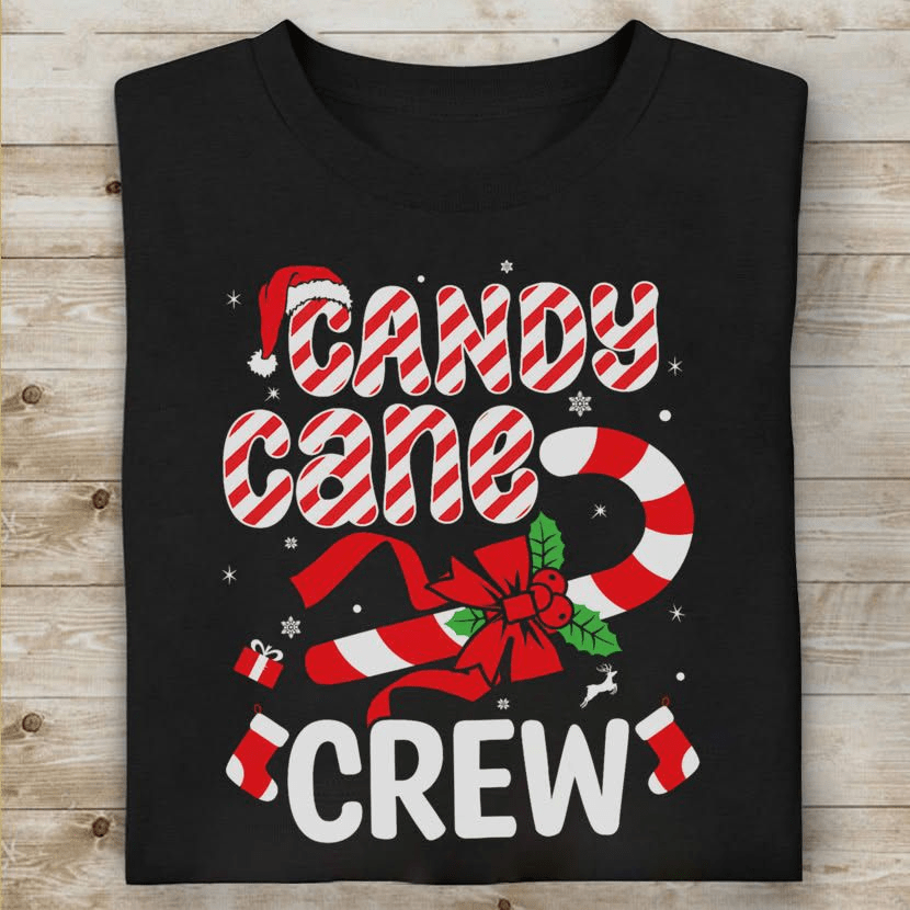 Christmas Candy Cane Crew T-Shirt Christmas Candy Cane Crew T-Shirt