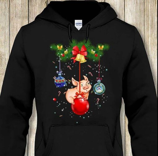Christmas Cute Pig And Jingle Bells Xmas Shirt